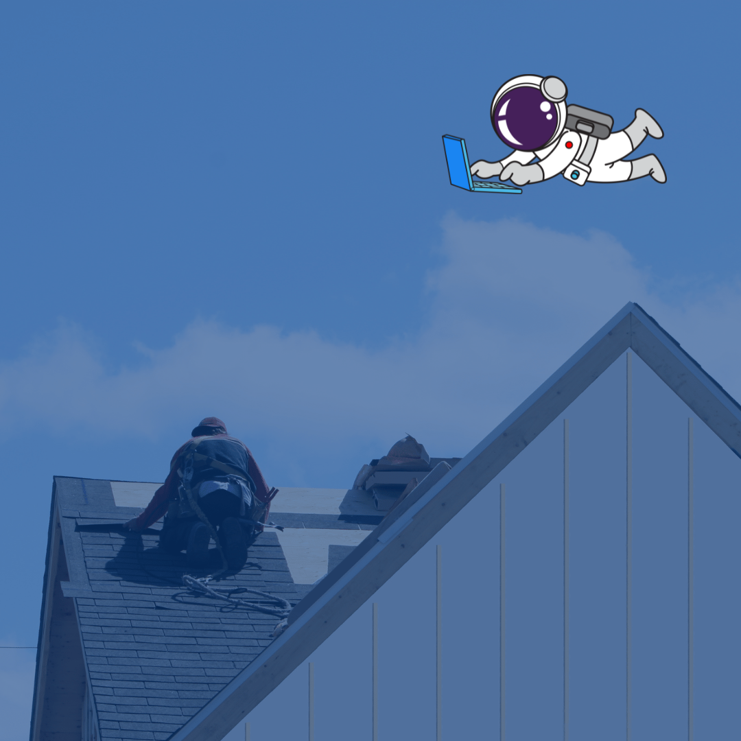Roofer digital marketing roofer working in a rooftop
